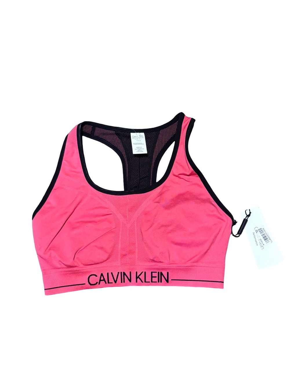 Calvin Klein Hot Pink Racerback Sports Bra with Black Trim